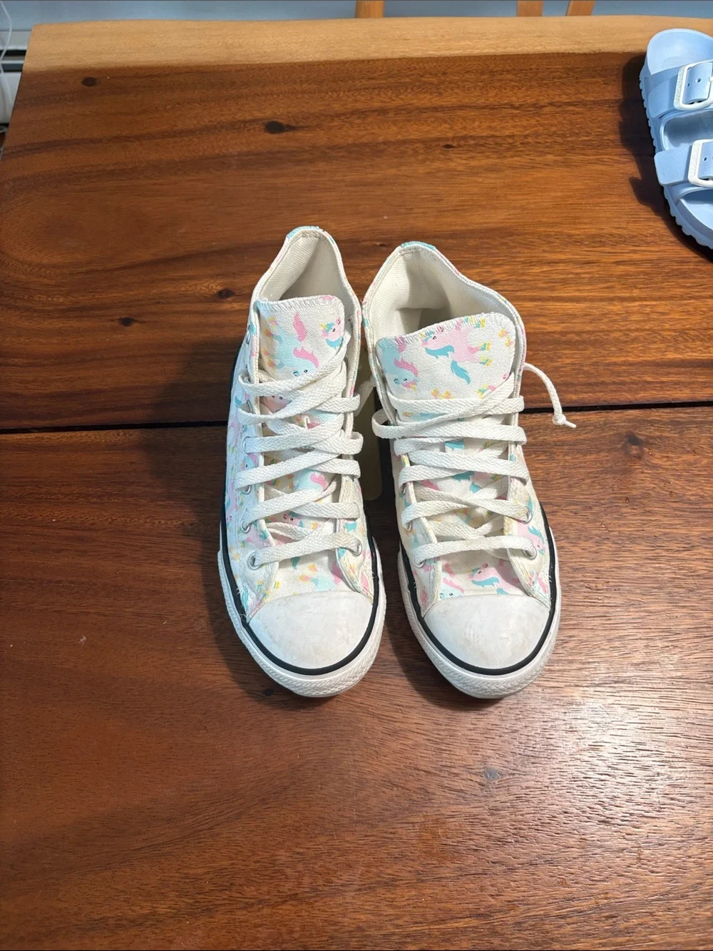 Converse Kids High-Top Sneakers in White with Pastel Unicorn Print